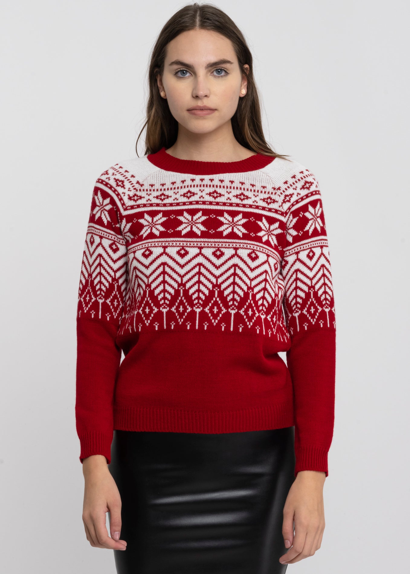 Christmas print sweater RED COMBO