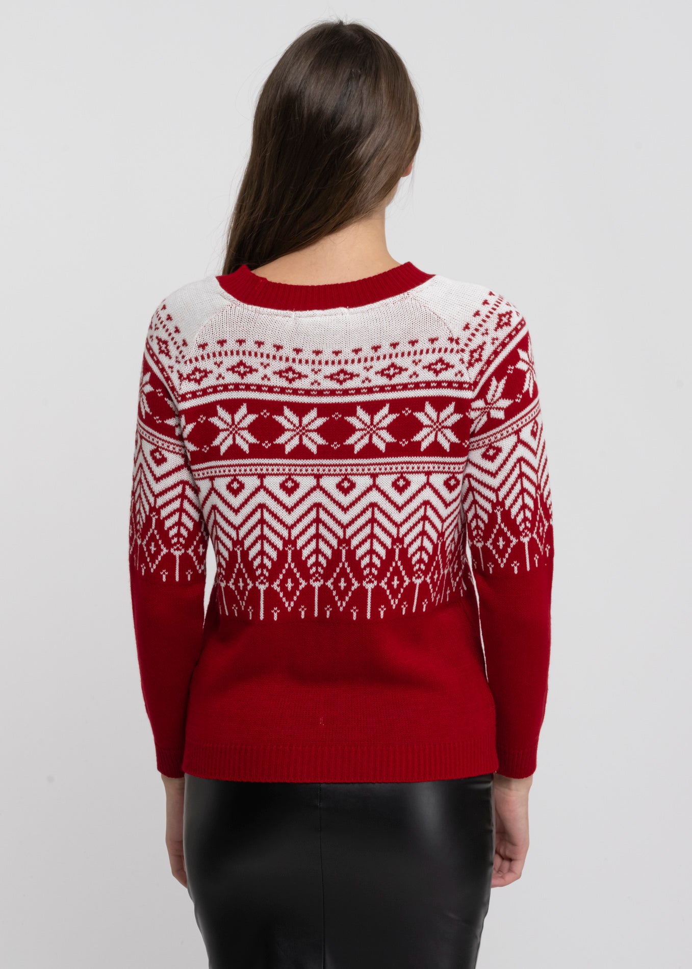 Christmas print sweater RED COMBO