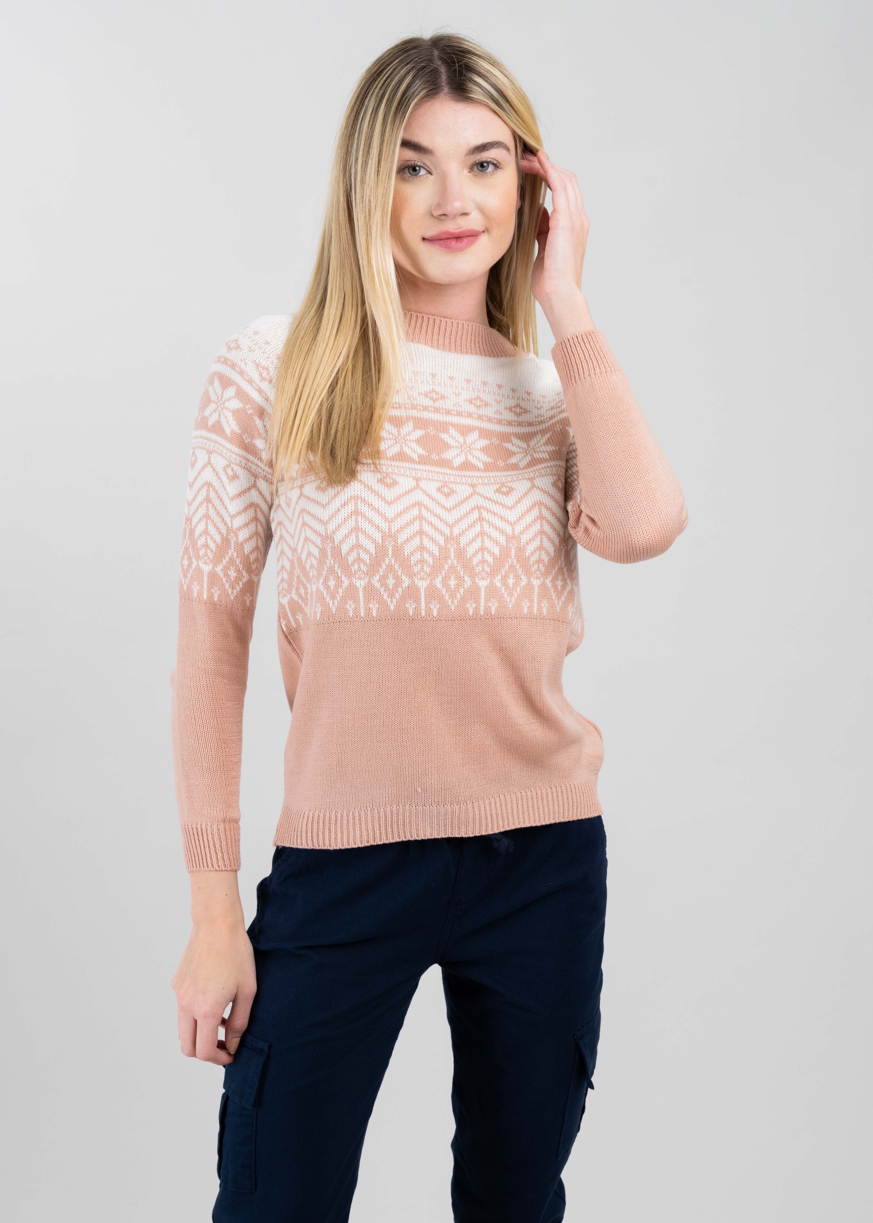 Christmas print sweater PINK COMBO