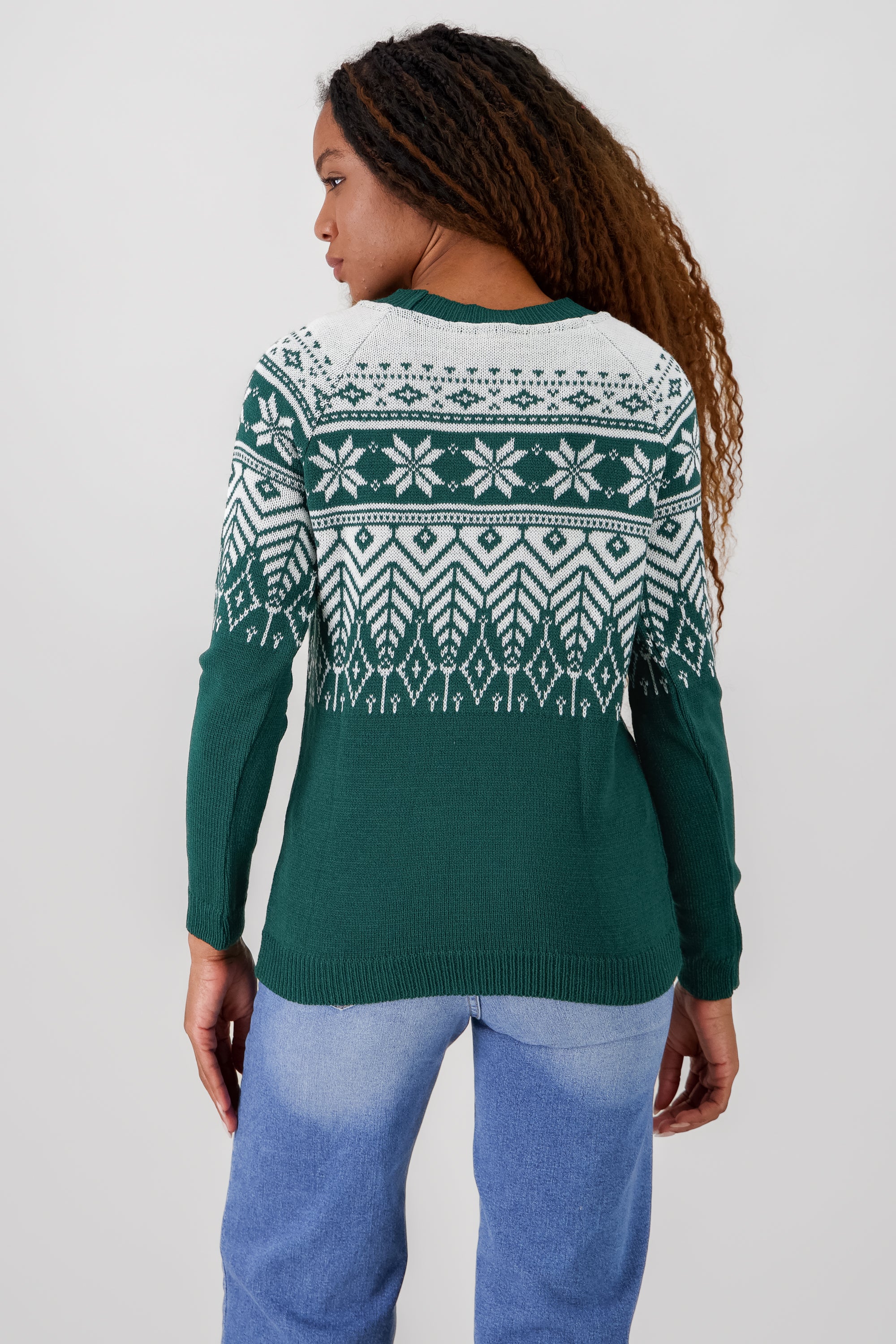 Christmas print sweater FOREST GREEN