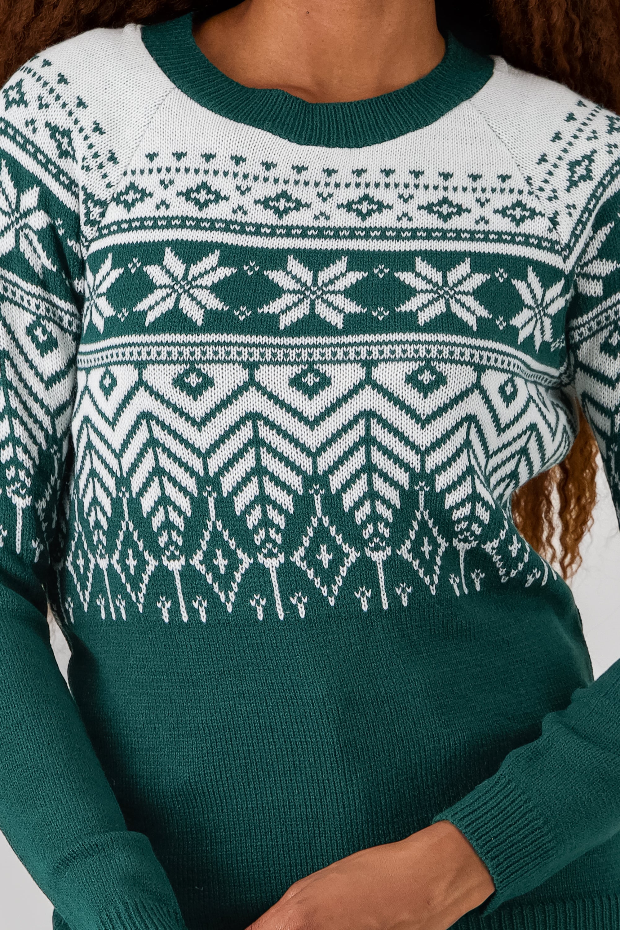 Christmas print sweater FOREST GREEN