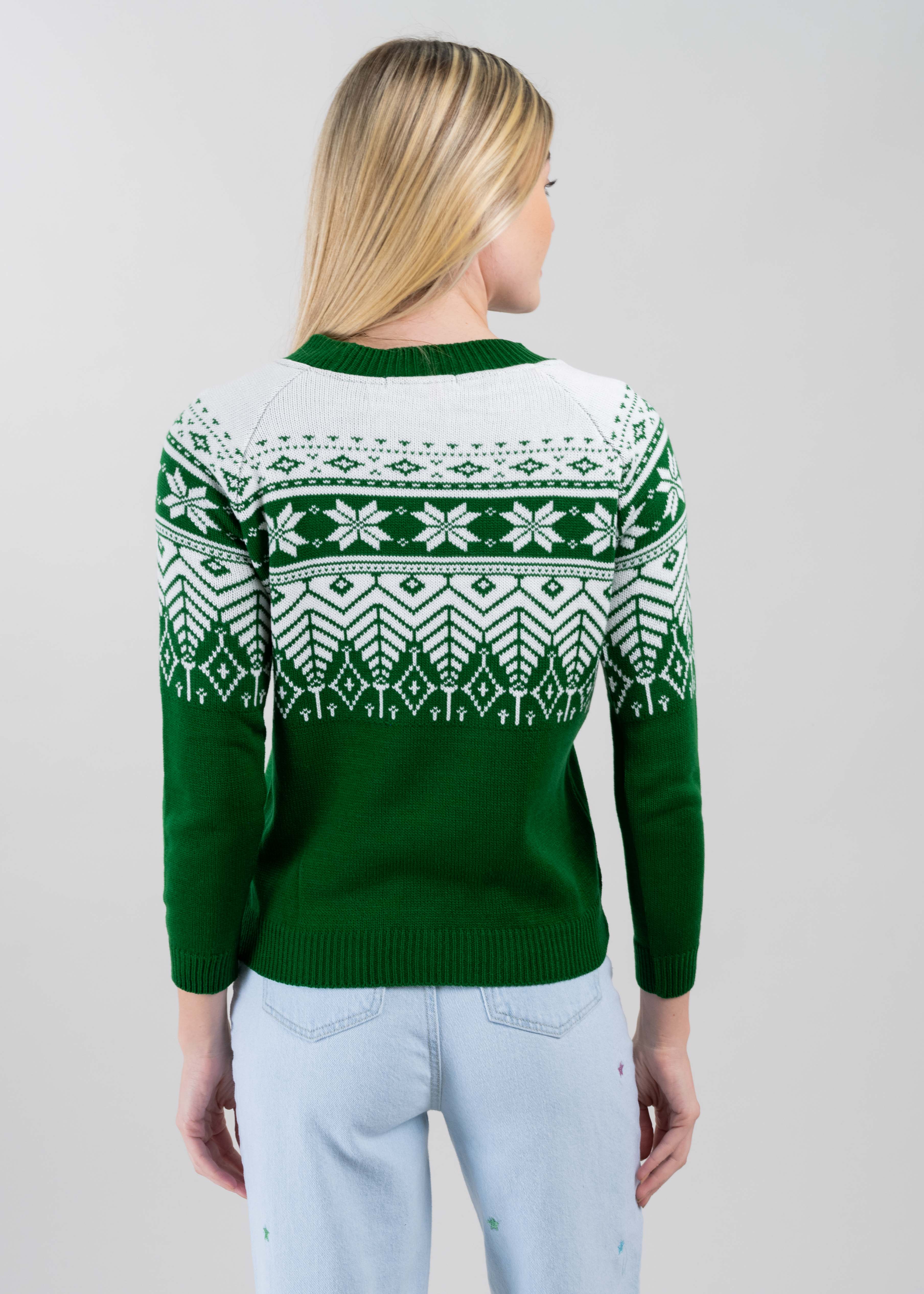 Christmas print sweater GREEN COMBO