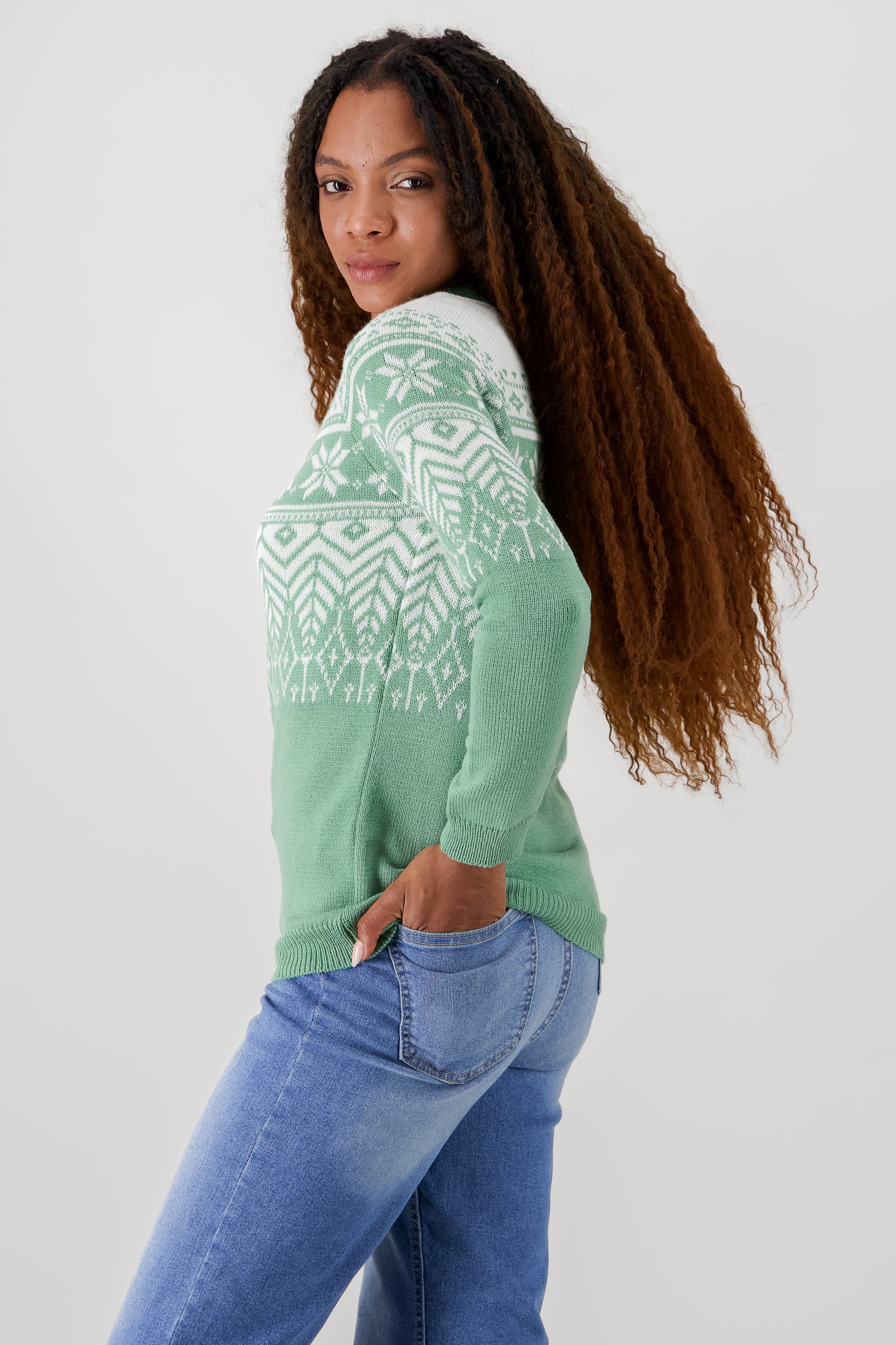 Christmas print sweater SAGE