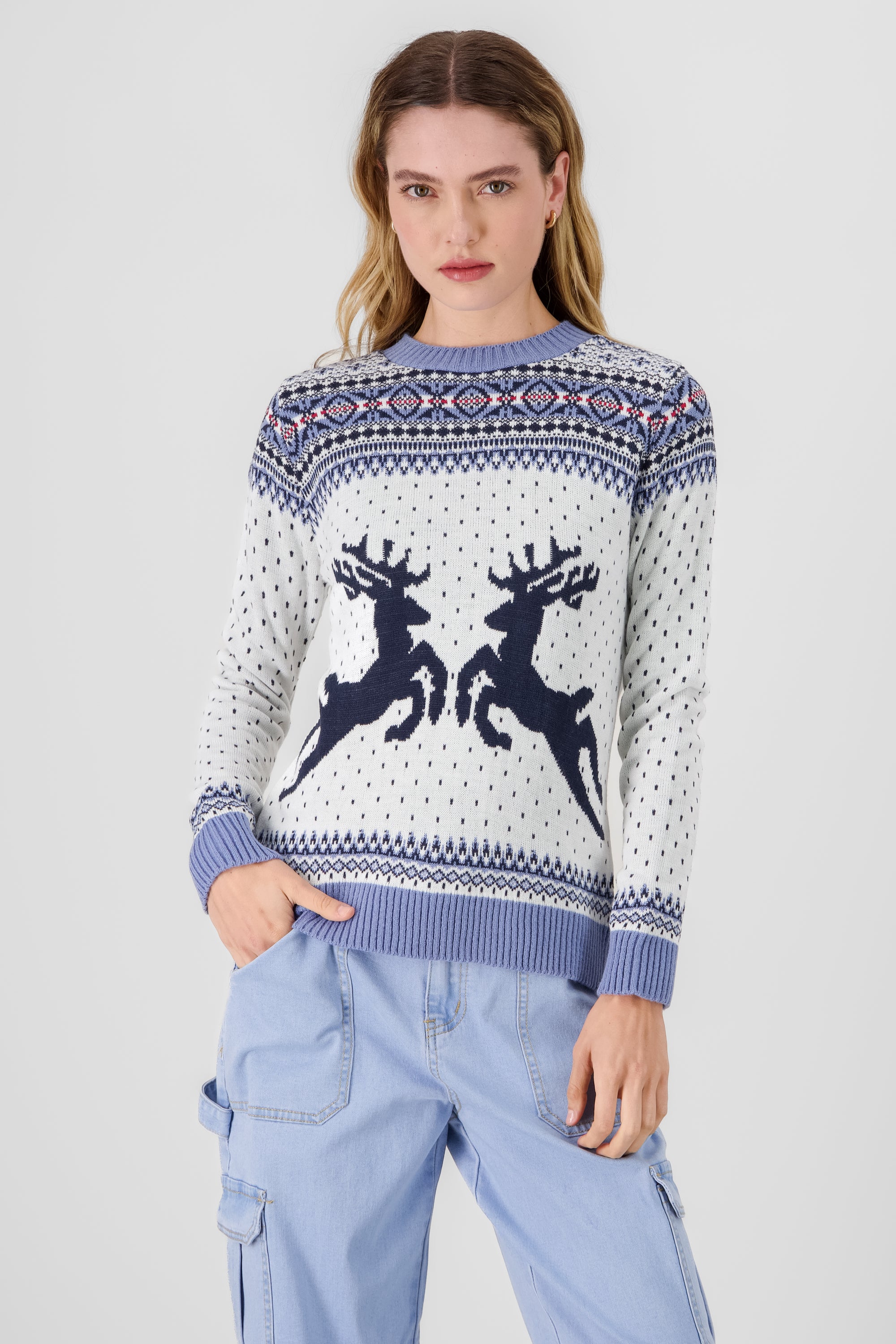 Reindeer Christmas sweater SKY BLUE