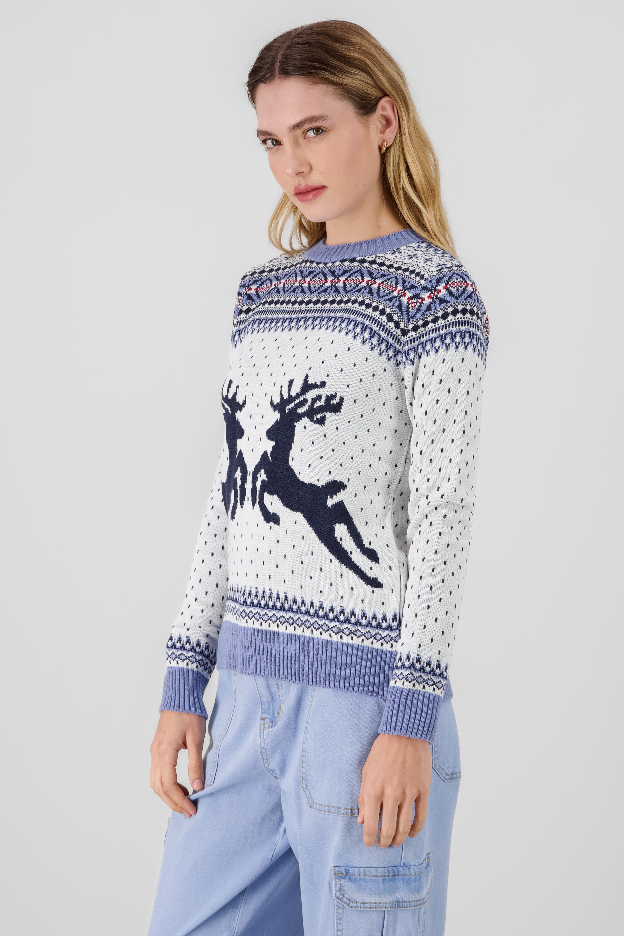 Reindeer Christmas sweater SKY BLUE