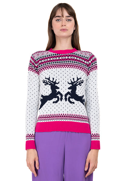 Reindeer Christmas sweater FUCHSIA COMBO