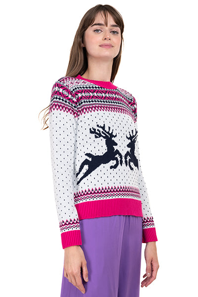 Reindeer Christmas sweater FUCHSIA COMBO