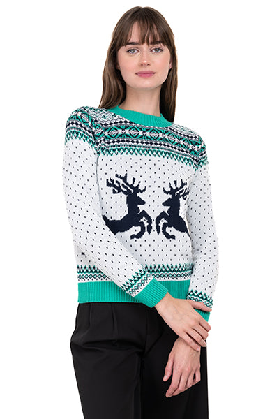 Reindeer Christmas sweater GREEN COMBO