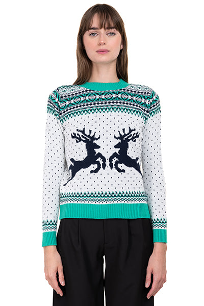 Reindeer Christmas sweater GREEN COMBO