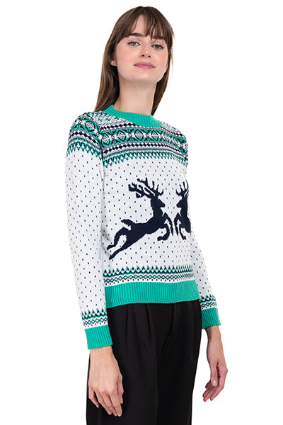 Reindeer Christmas sweater GREEN COMBO