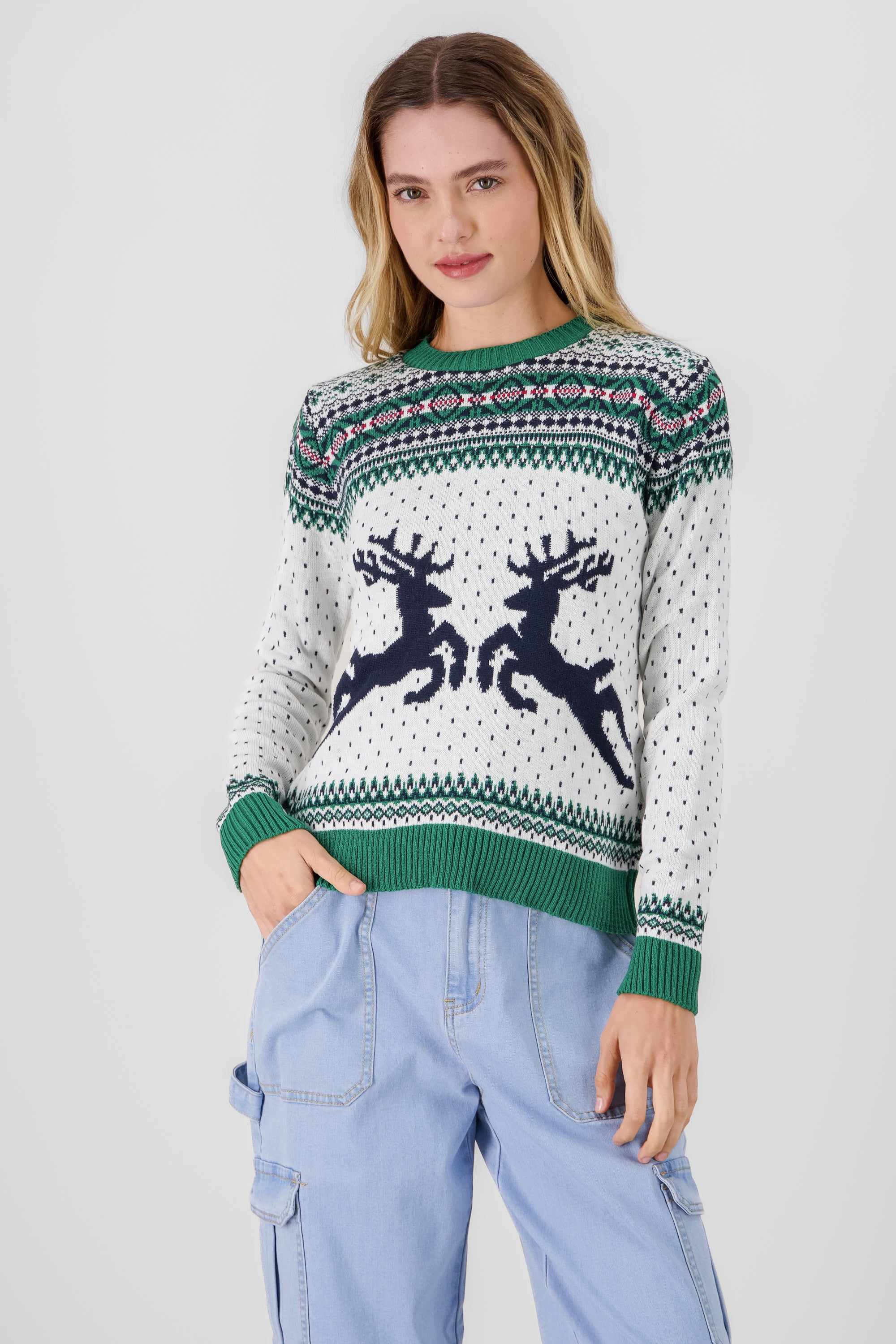 Reindeer Christmas sweater DARK GREEN