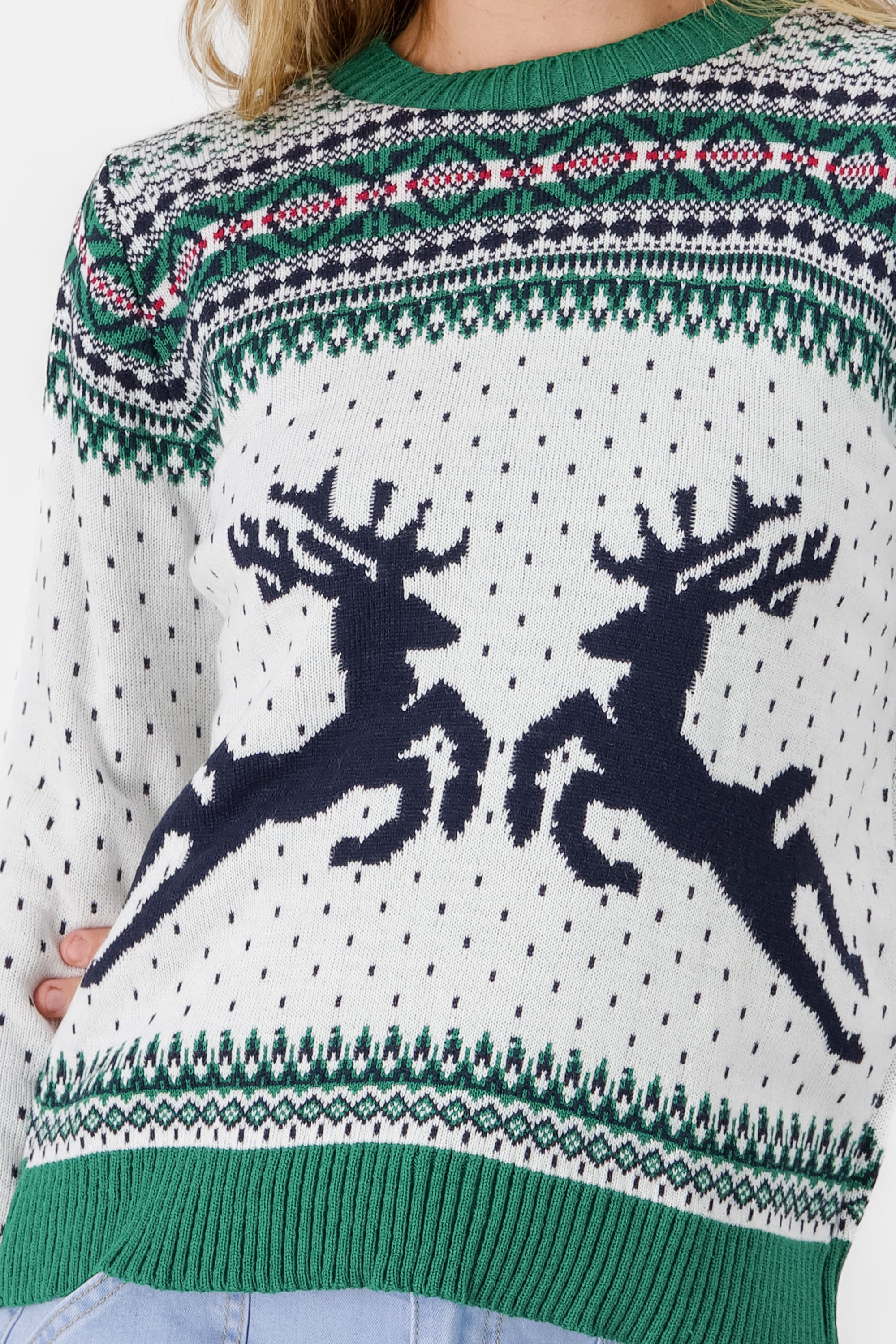 Reindeer Christmas sweater DARK GREEN