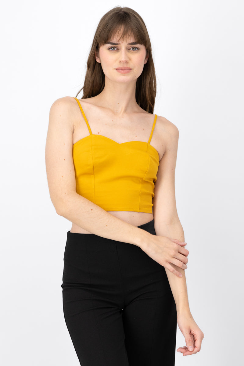 Solid crop top MUSTARD