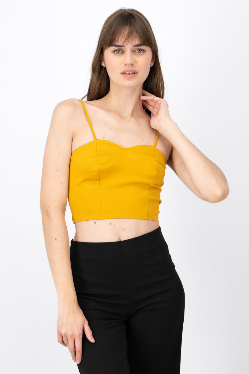 Solid crop top MUSTARD