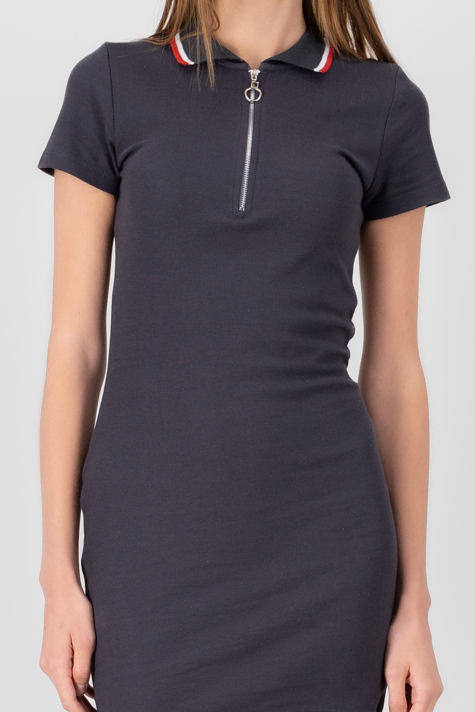 Polo neck mini dress GUN METAL