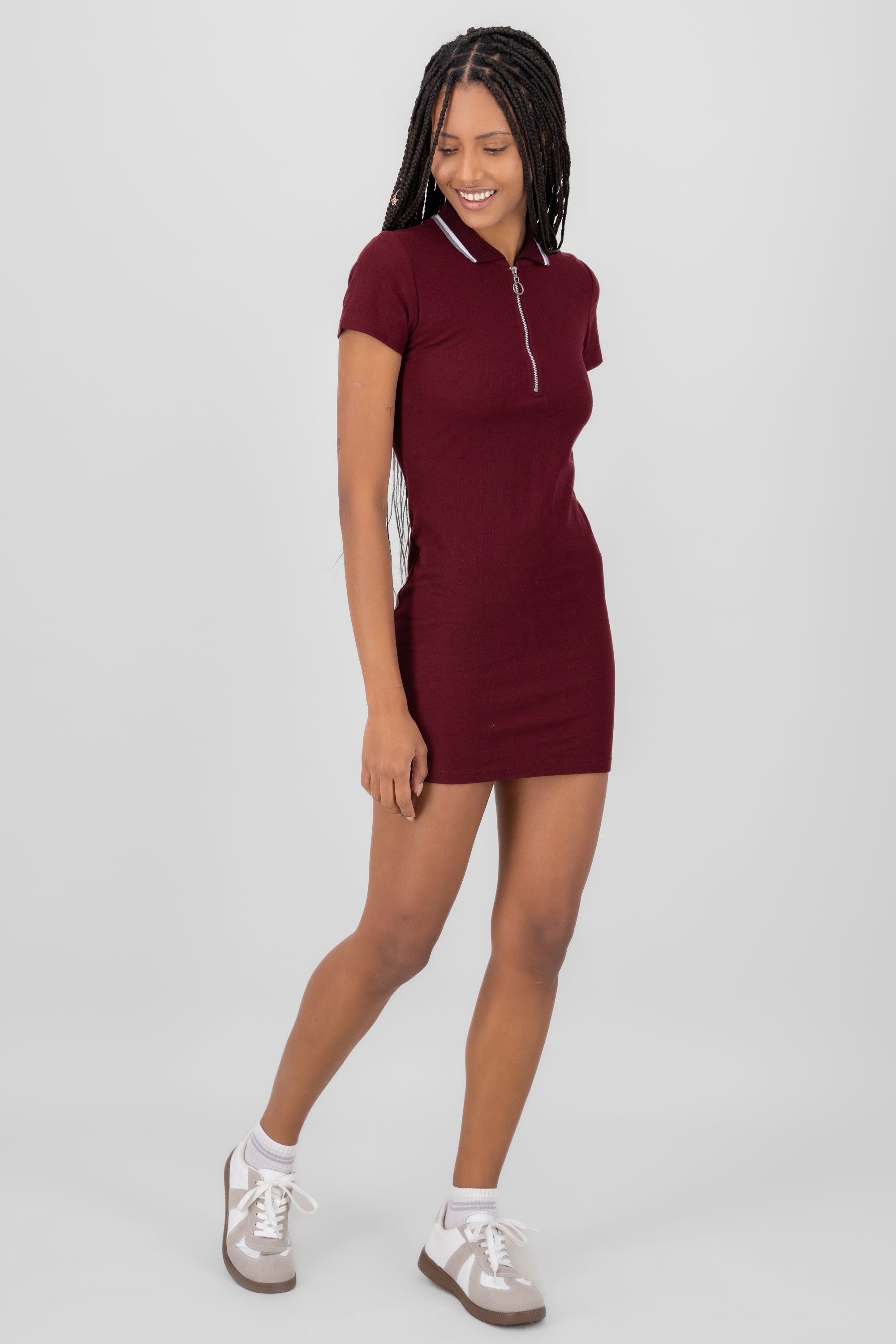 Polo neck mini dress PLUM