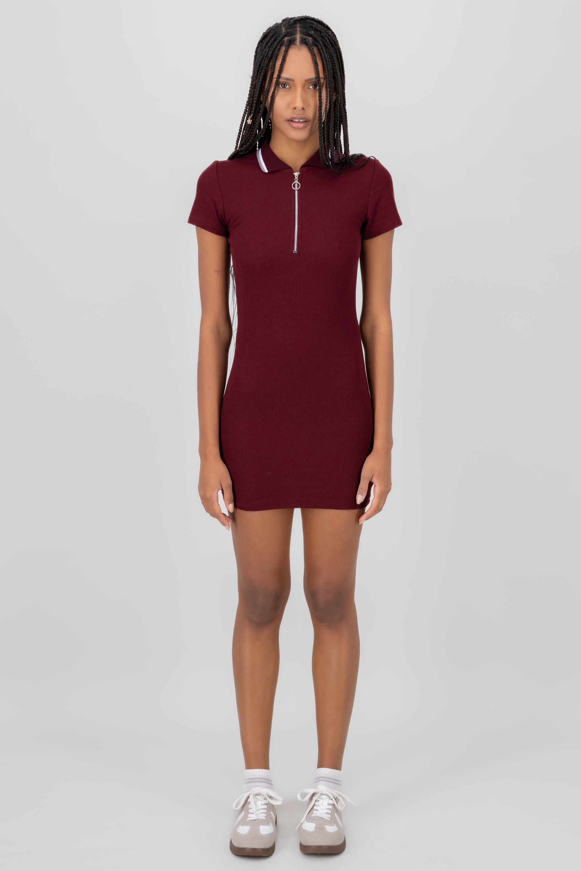 Polo neck mini dress PLUM