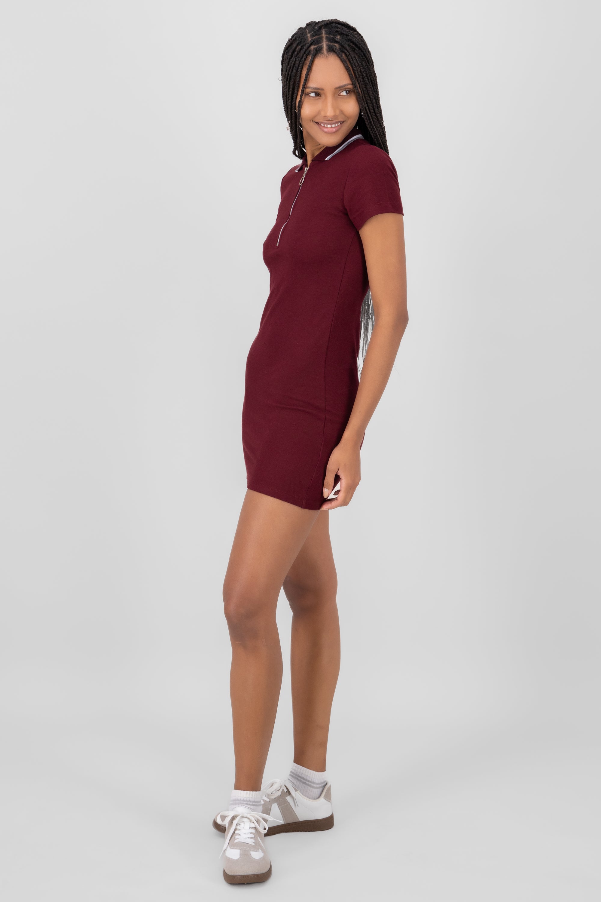 Polo neck mini dress PLUM