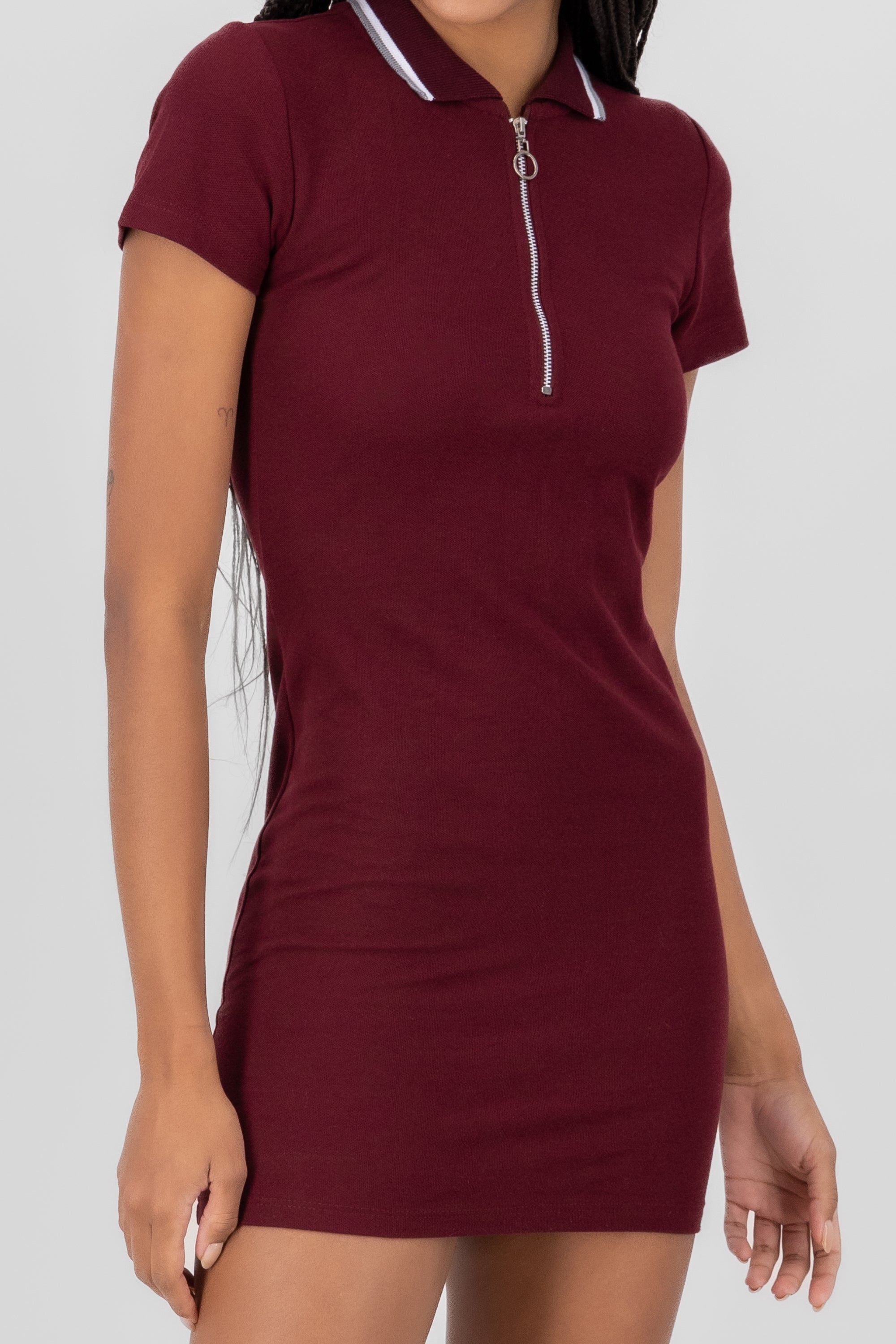 Polo neck mini dress PLUM