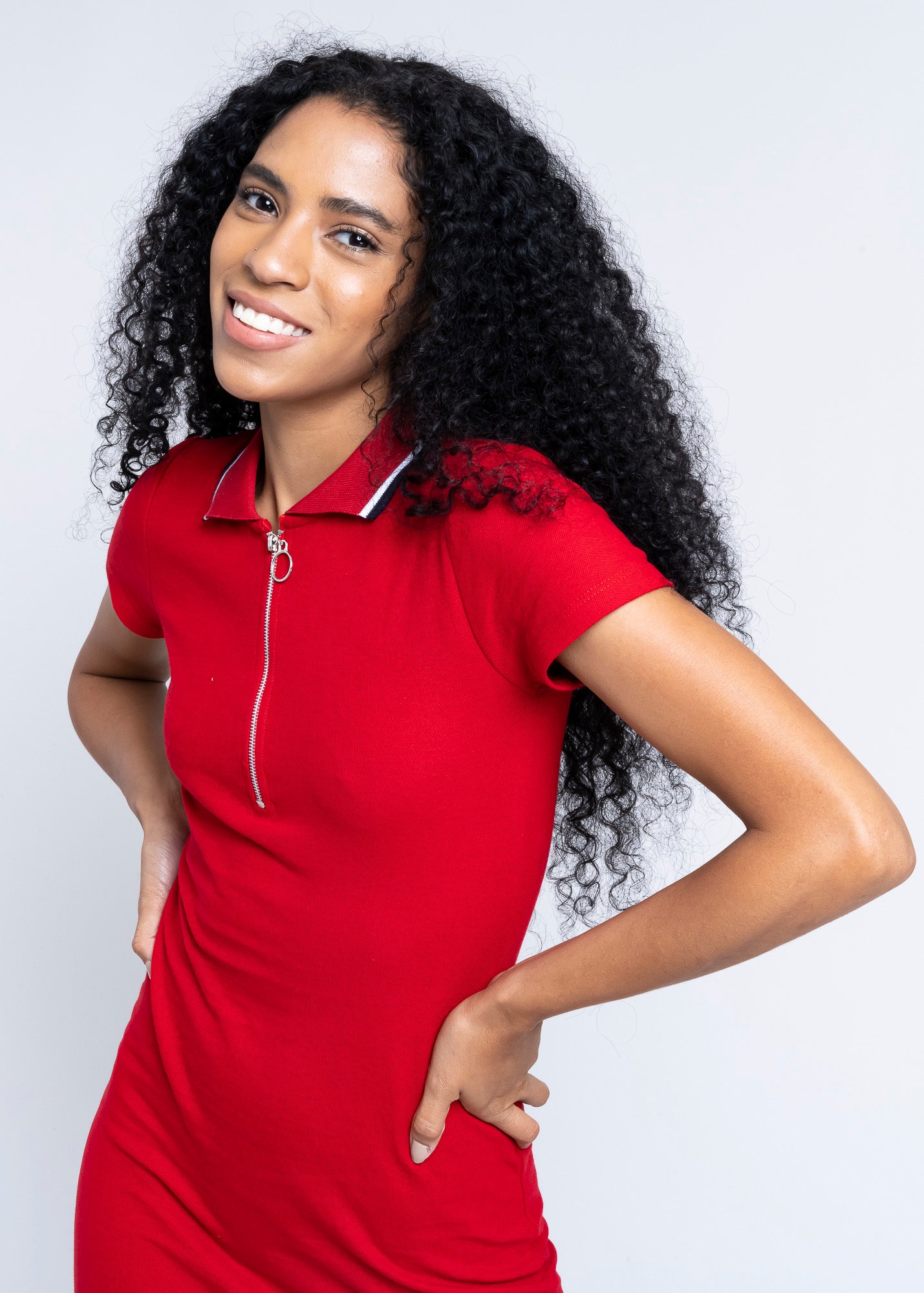 Polo neck mini dress RED