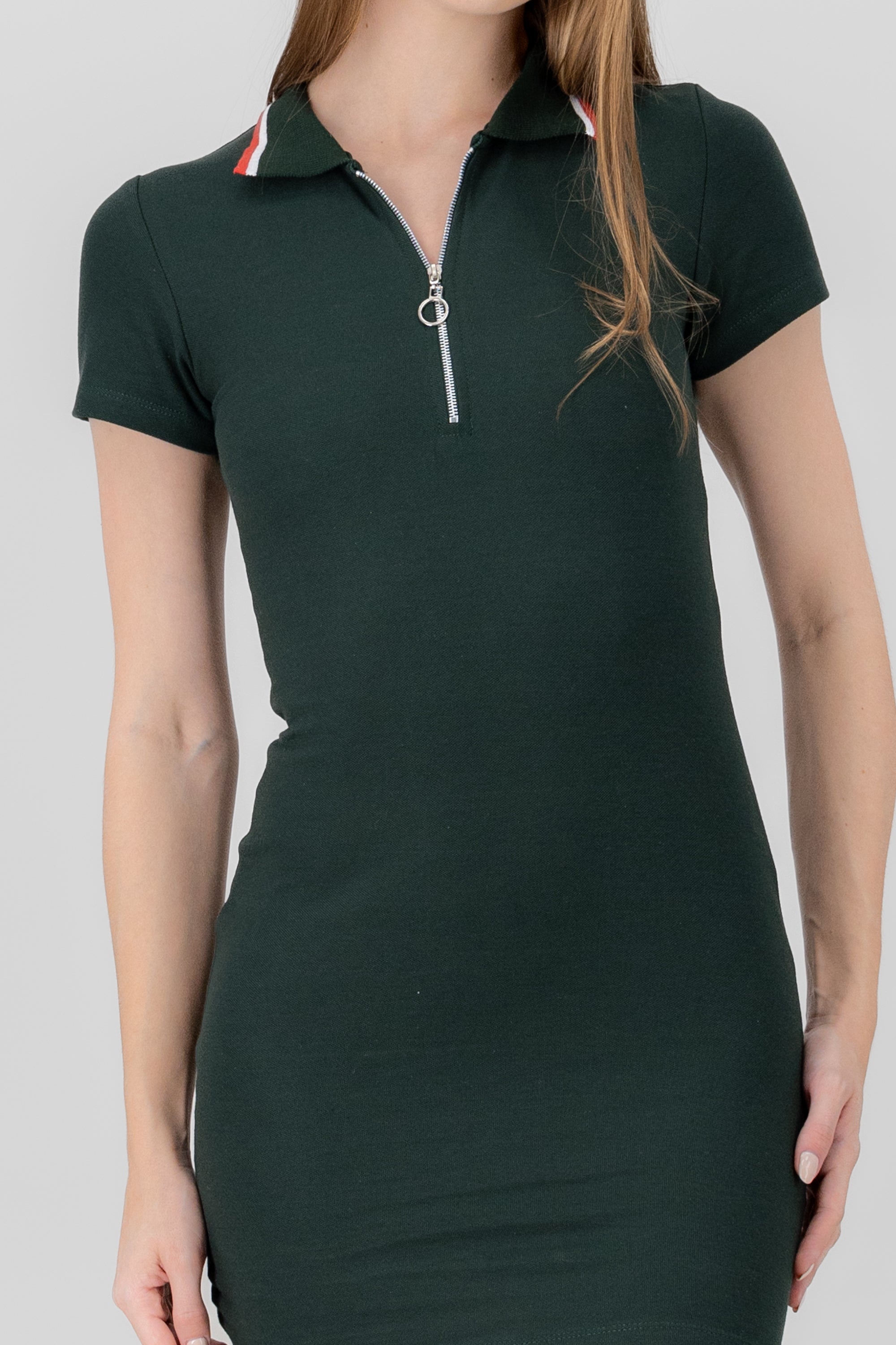 Polo neck mini dress HUNTER GREEN