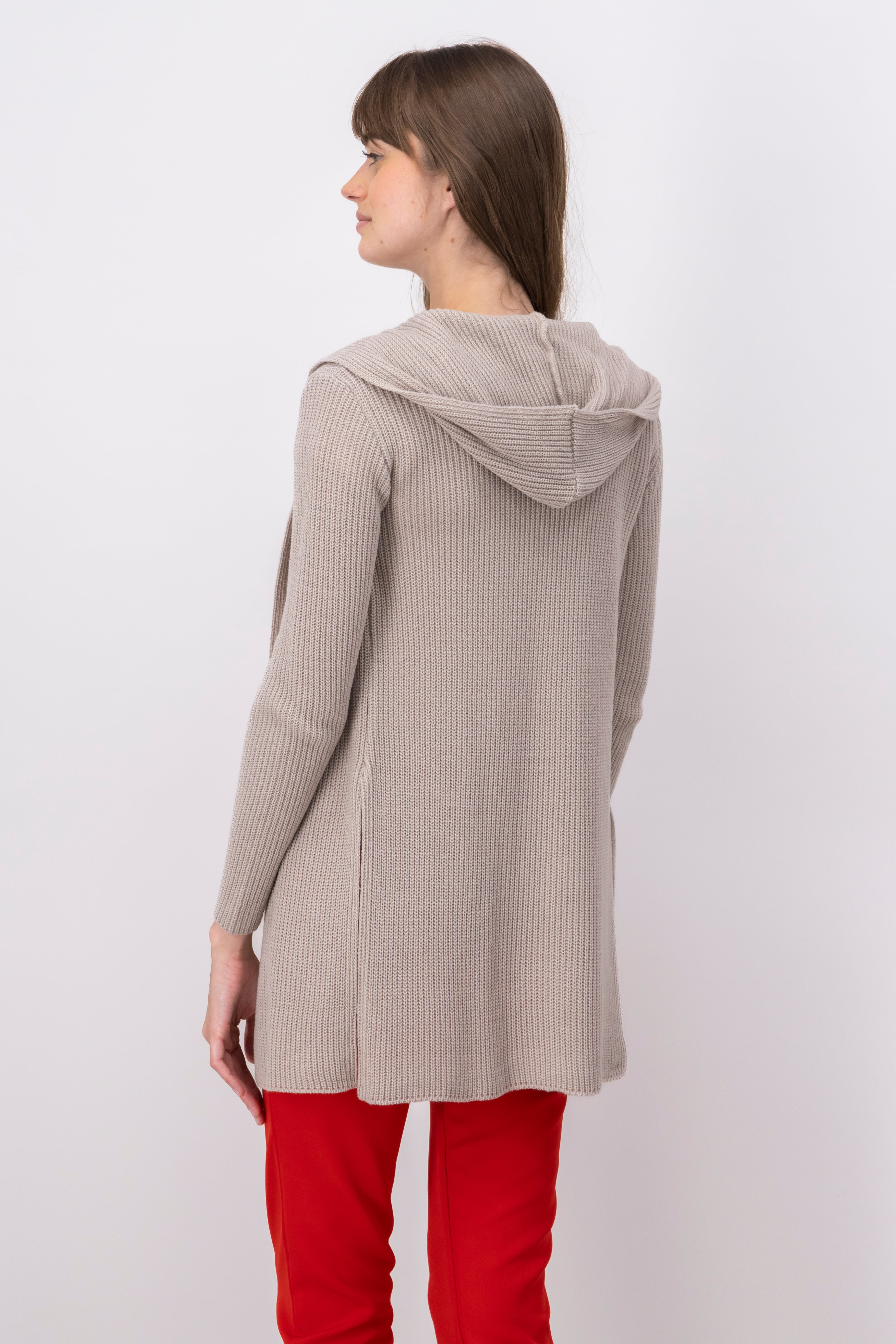 Cardigan with hoodie BEIGE