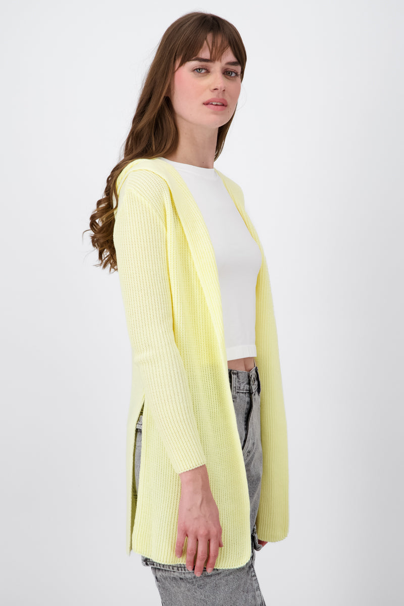 Cardigan with hoodie PASTEL YELLOW