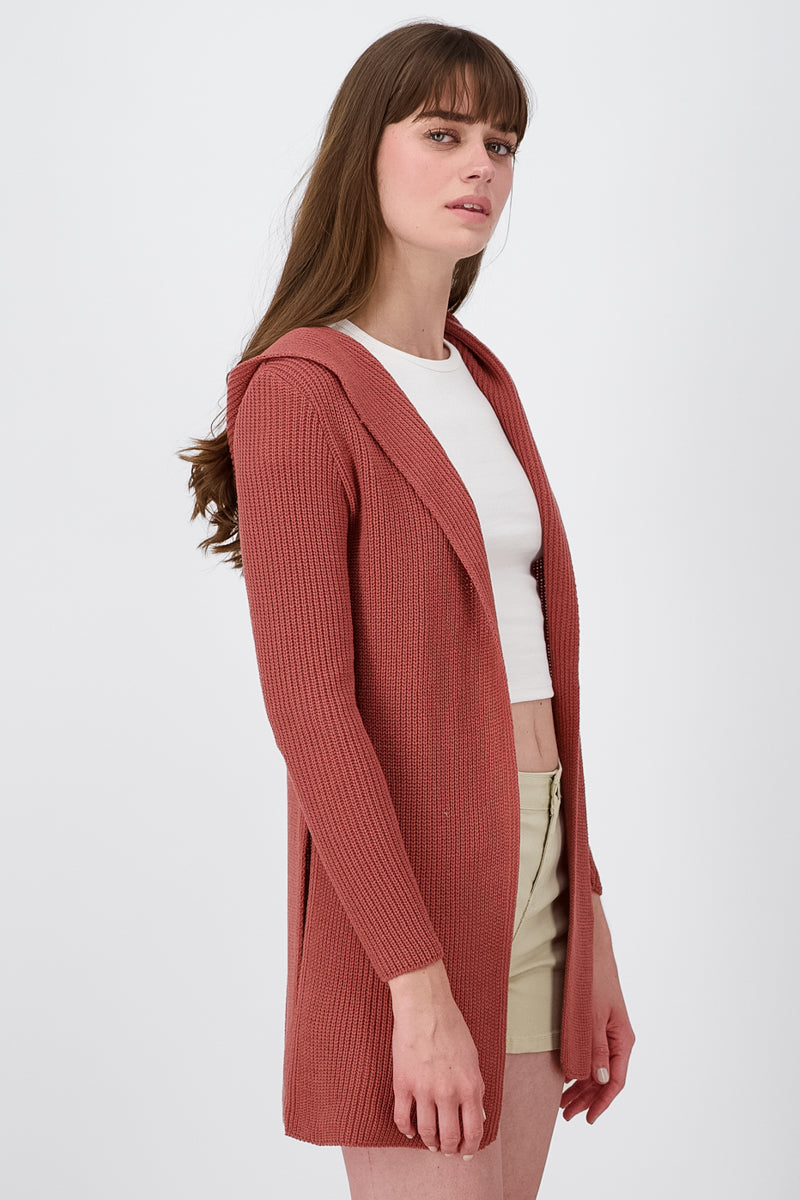 Cardigan with hoodie MAUVE