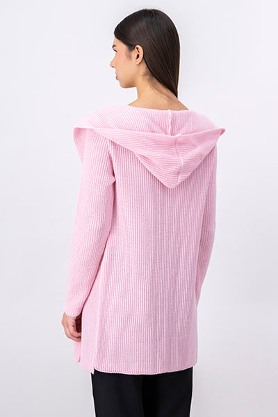 Cardigan with hoodie PASTEL PINK