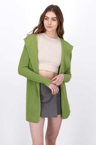 Cardigan with hoodie APPLE GREEN