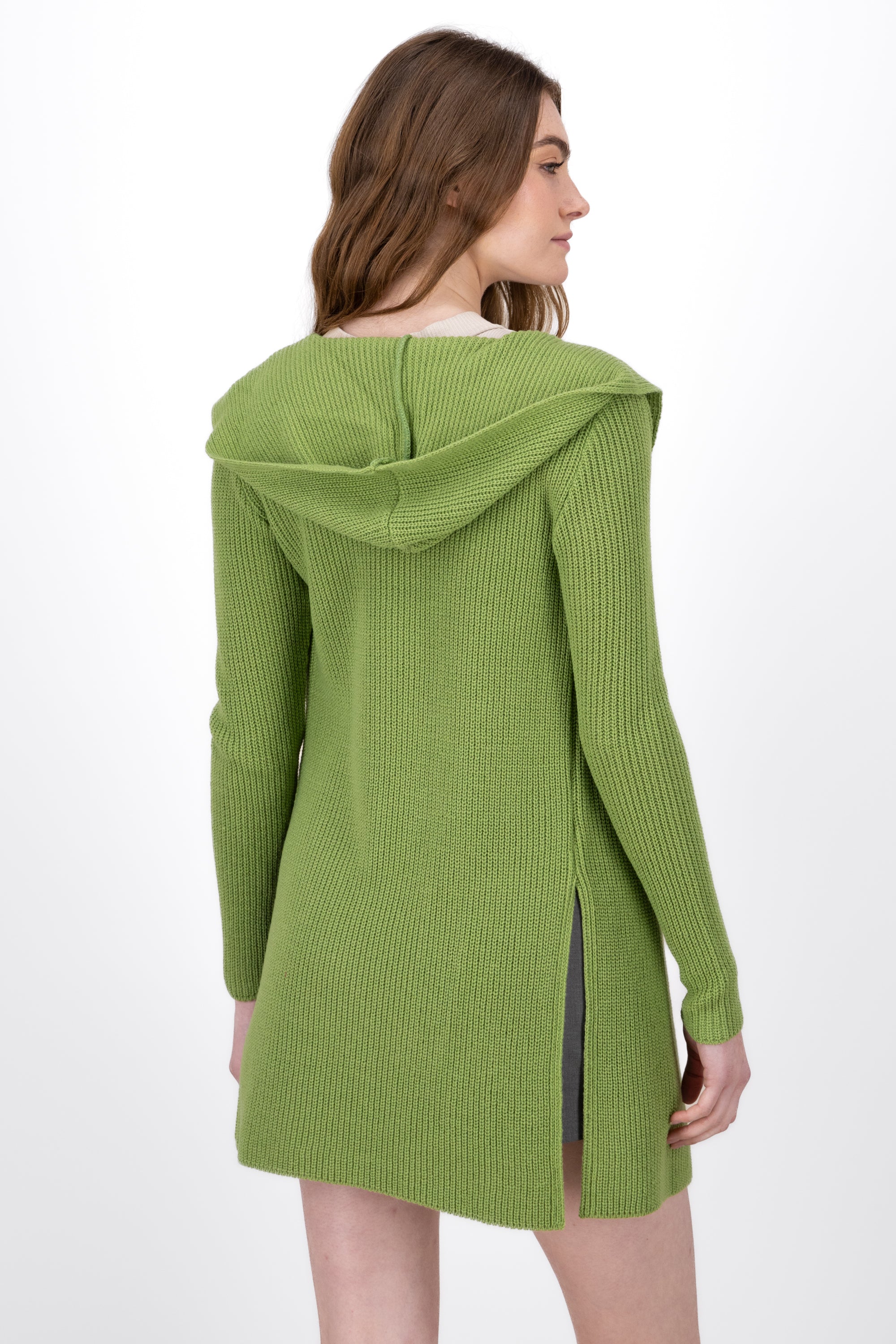 Cardigan with hoodie APPLE GREEN