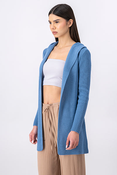 Cardigan with hoodie INDIGO