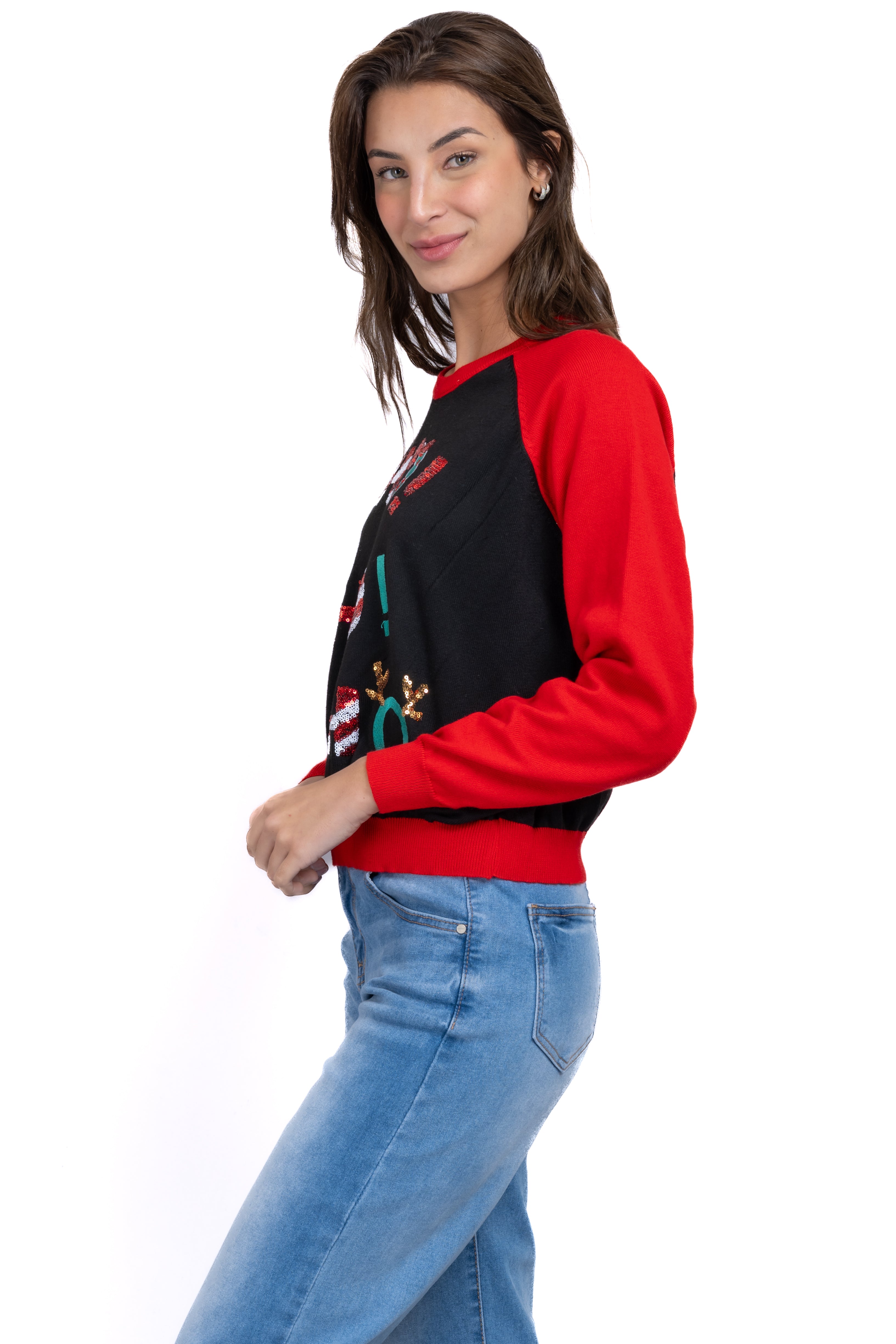 Ho Ho Ho Christmas Sweater BLACK COMBO