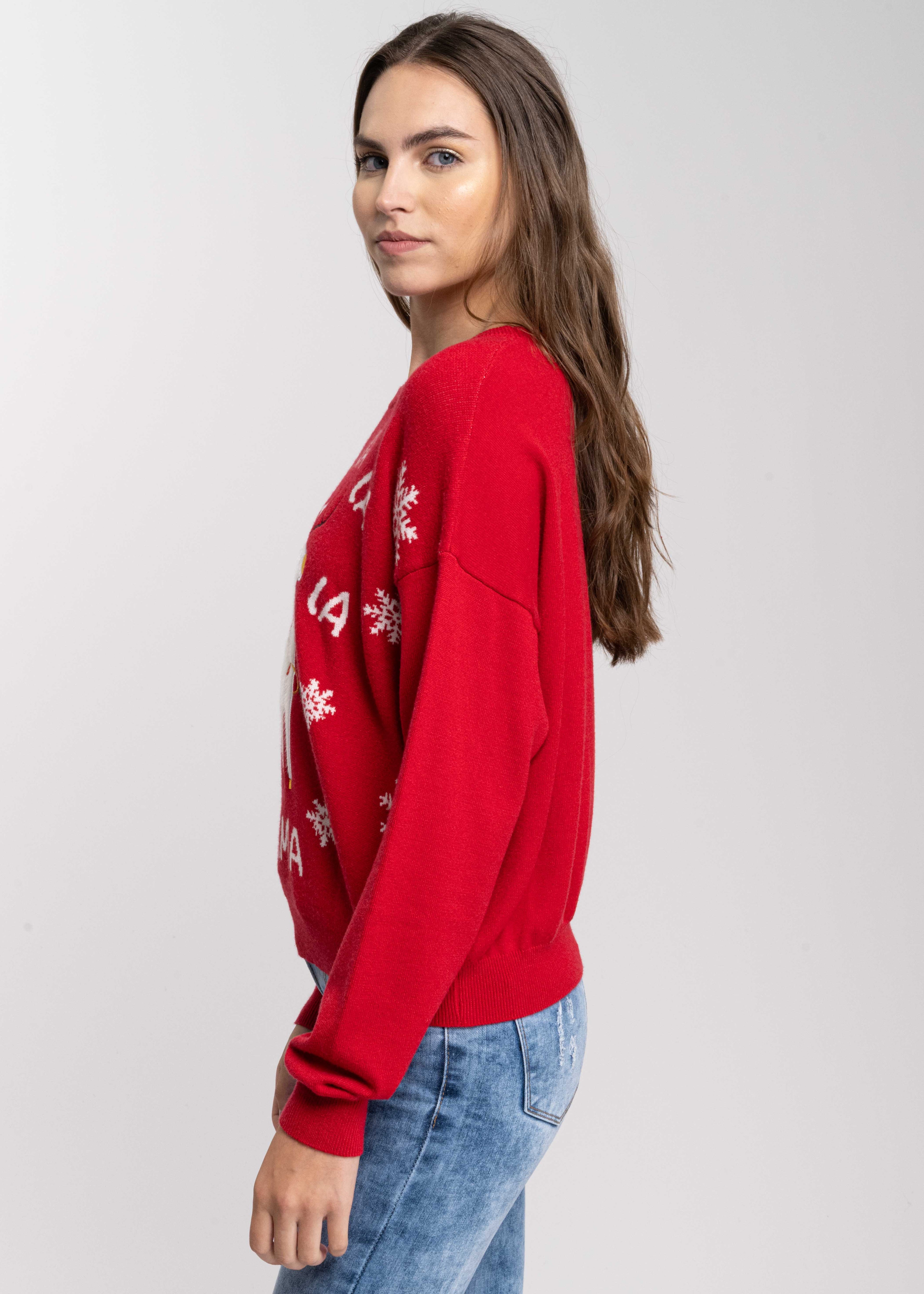 Llama christmas sweater RED COMBO