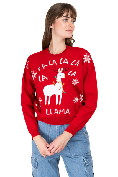 Llama christmas sweater RED COMBO