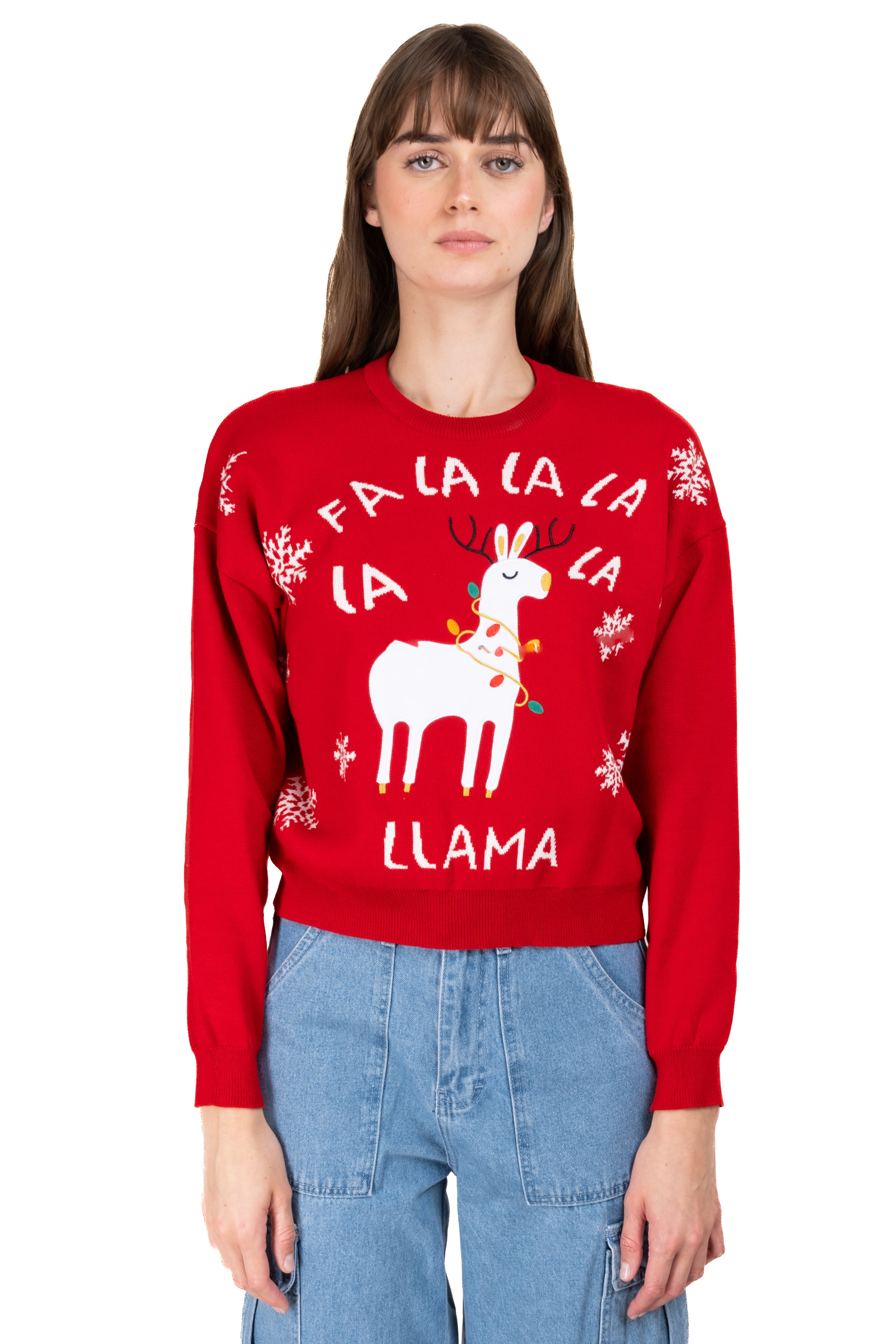 Llama christmas sweater RED COMBO