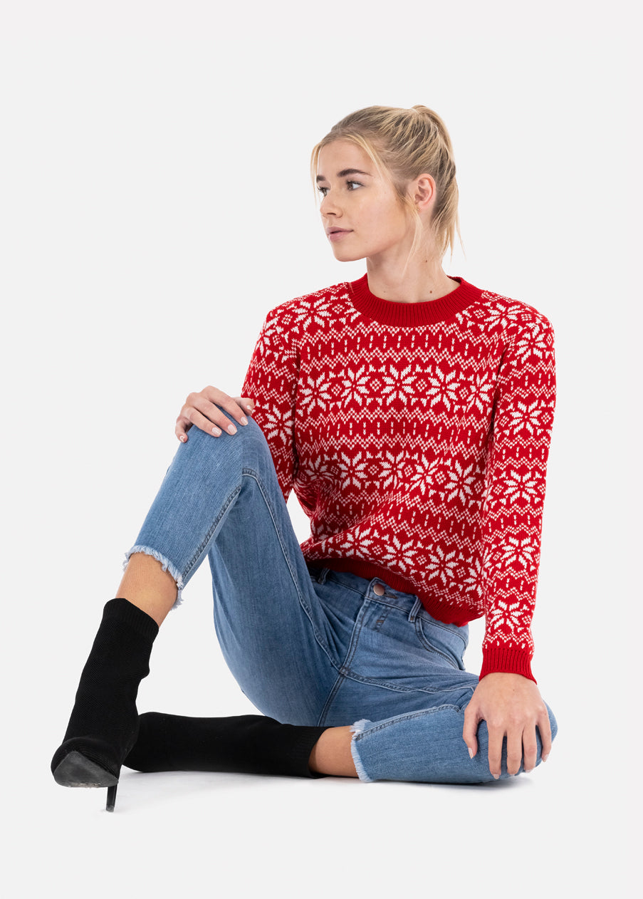 Poinsettia Sweater RED COMBO