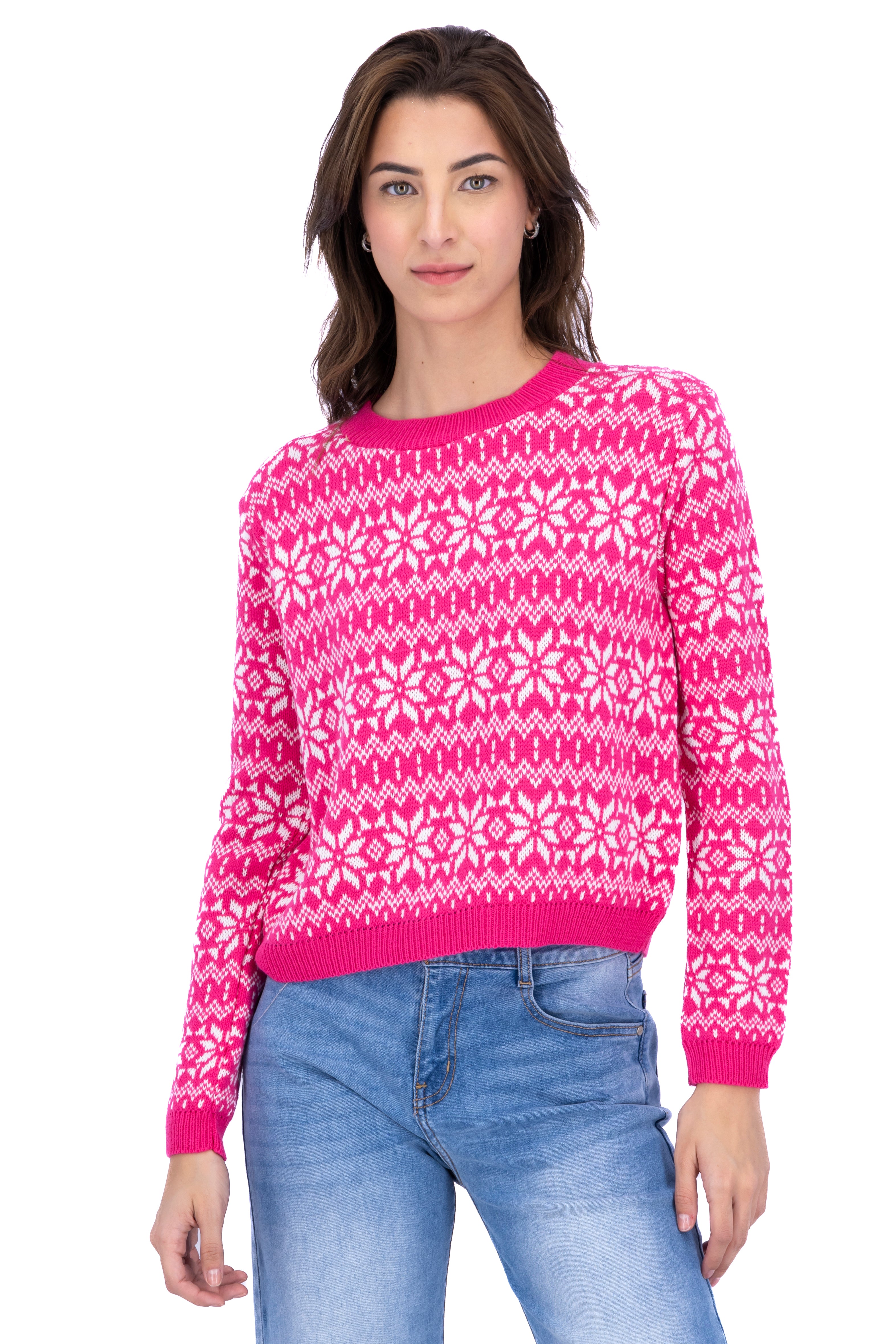 Poinsettia Sweater FUCHSIA COMBO