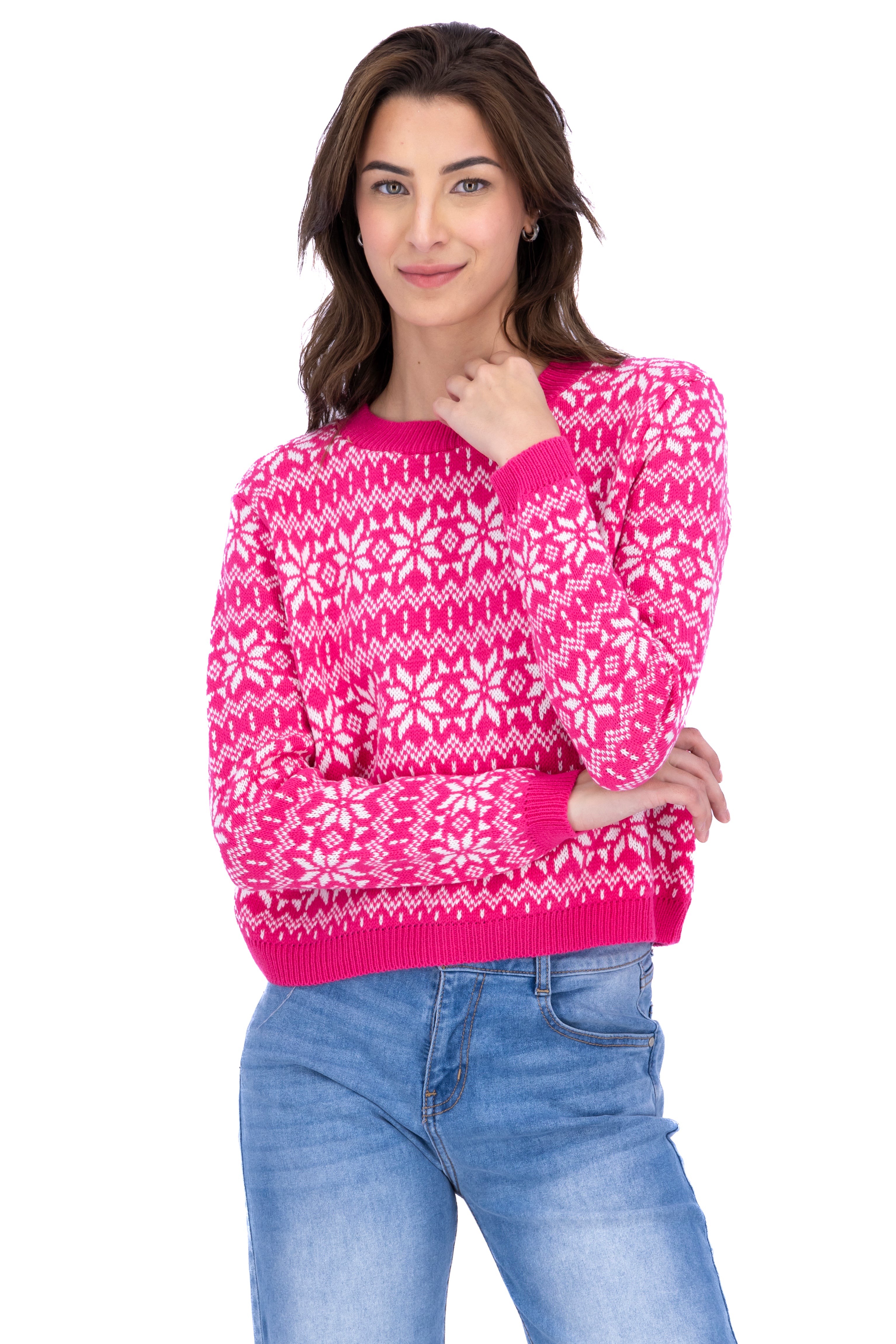 Poinsettia Sweater FUCHSIA COMBO