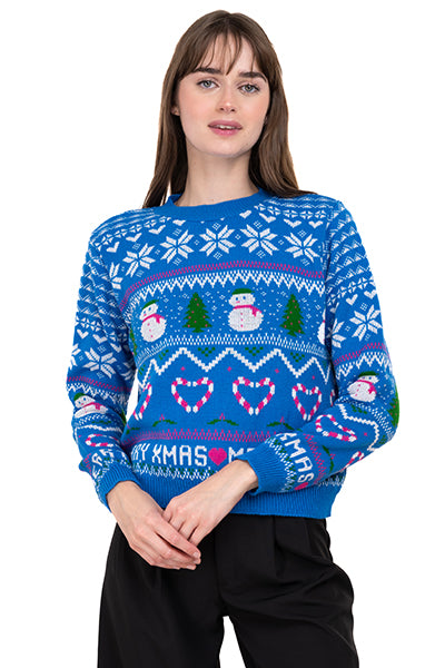 Snowman Christmas sweater BLUE COMBO