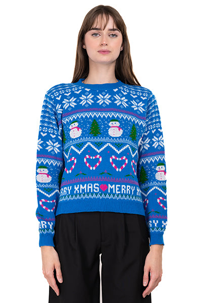 Snowman Christmas sweater BLUE COMBO