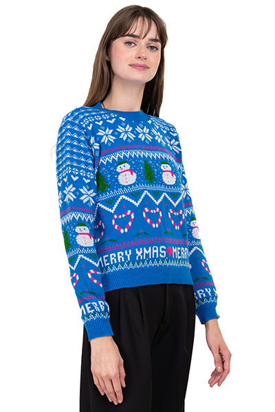 Snowman Christmas sweater BLUE COMBO