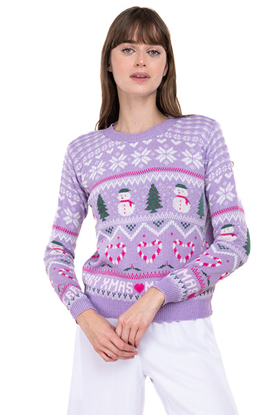 Snowman Christmas sweater PURPLE COMBO