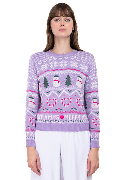 Snowman Christmas sweater PURPLE COMBO