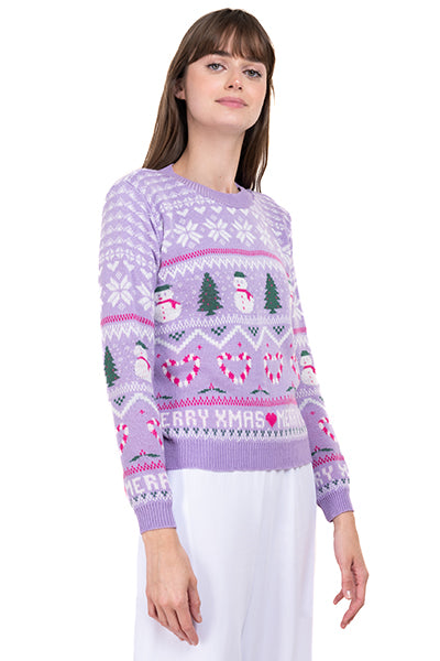 Snowman Christmas sweater PURPLE COMBO