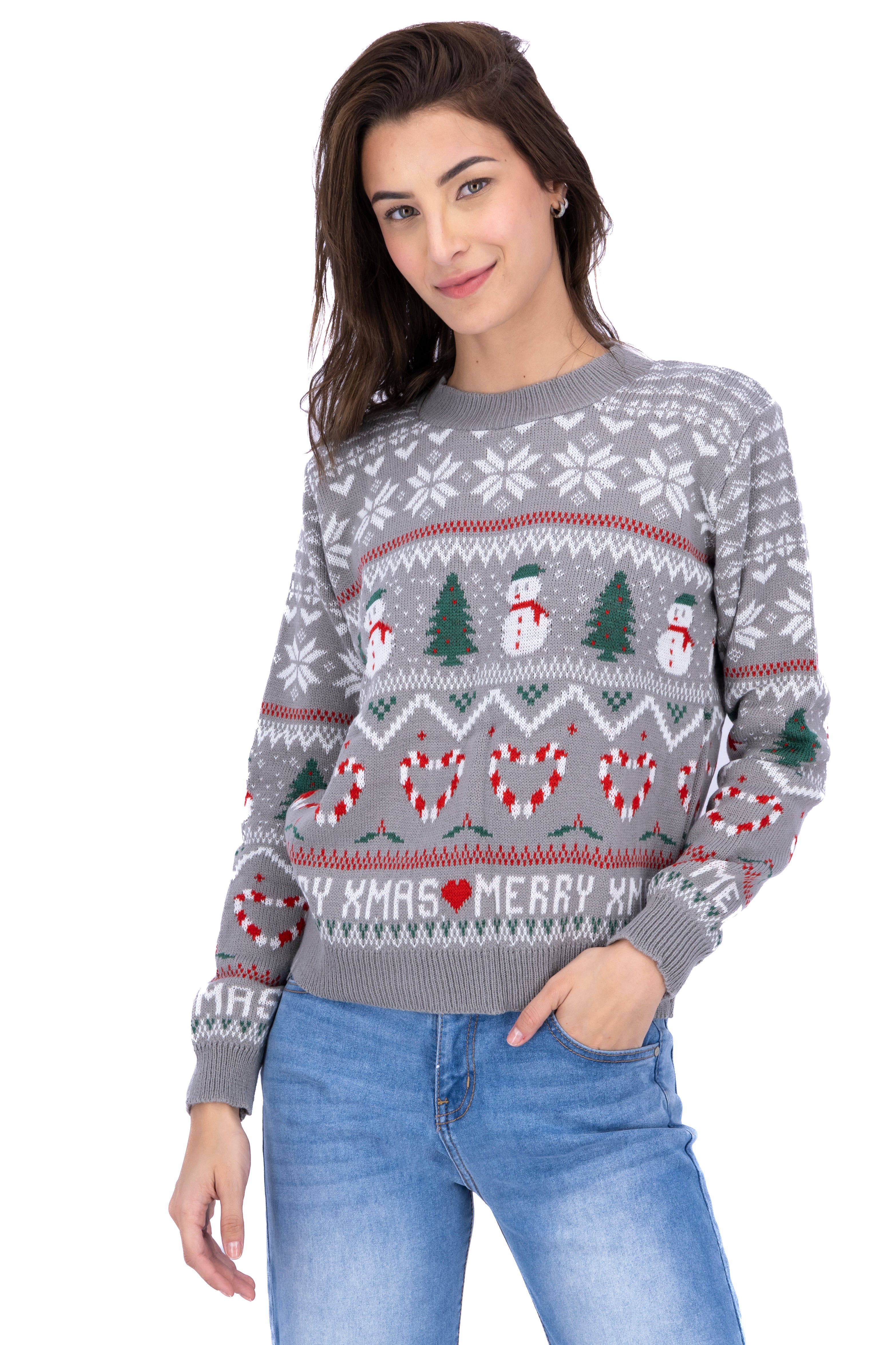 Snowman Christmas sweater GRAY COMBO