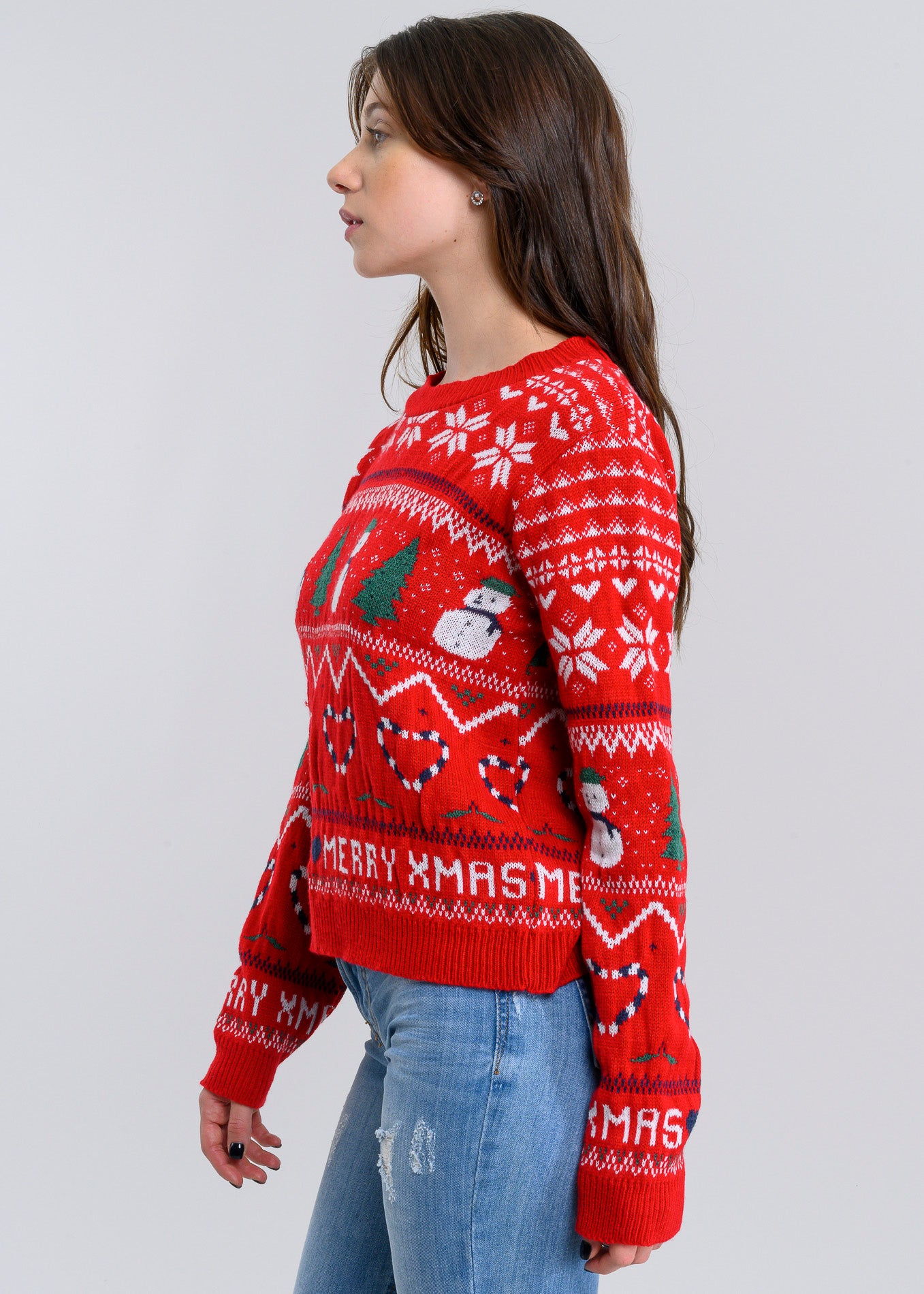 Snowman Christmas sweater RED COMBO