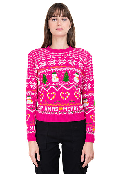 Snowman Christmas sweater FUCHSIA COMBO