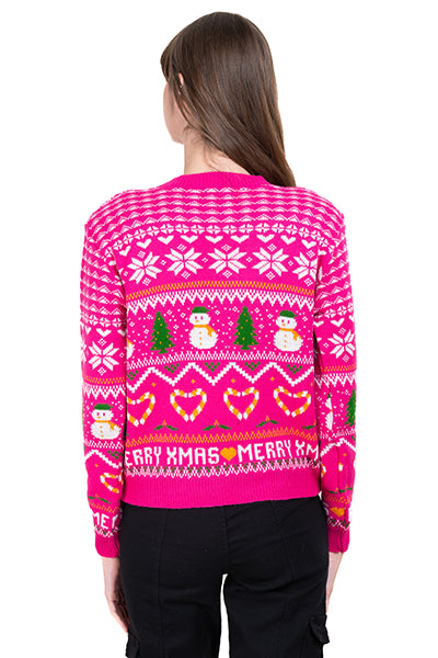 Snowman Christmas sweater FUCHSIA COMBO