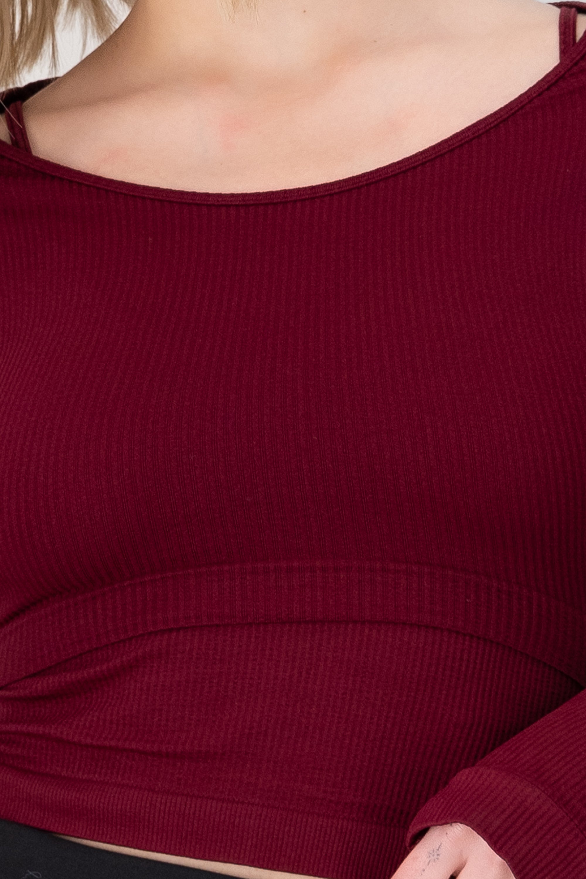 Seamless shrug top set PLUM